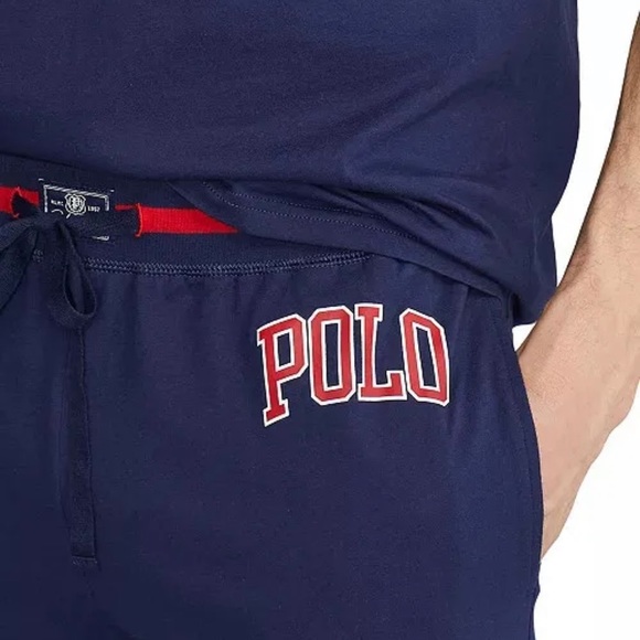 Polo Ralph Lauren Logo Print Knit Jersey Sleep Jogger Pants Navy Men’s XL - Picture 6 of 9